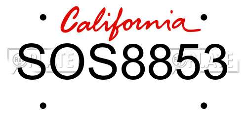 SOS8853 California License Plate