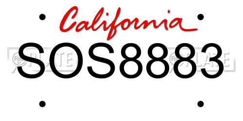 SOS8883 California License Plate