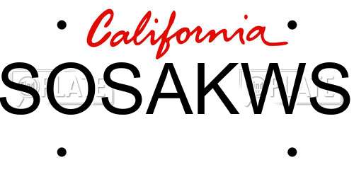 SOSAKWS California License Plate