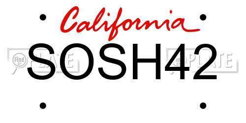 SOSH42 California License Plate