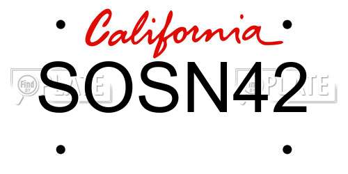 SOSN42 California License Plate
