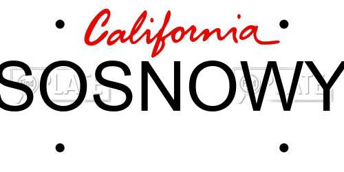SOSNOWY California License Plate
