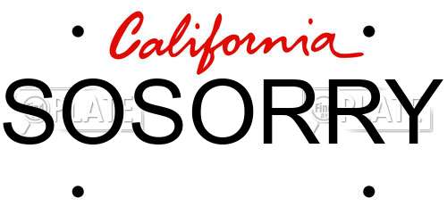 SOSORRY California License Plate