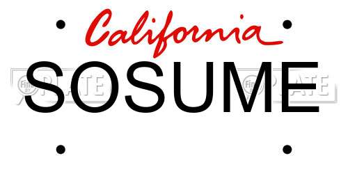 SOSUME California License Plate