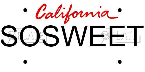 SOSWEET California License Plate