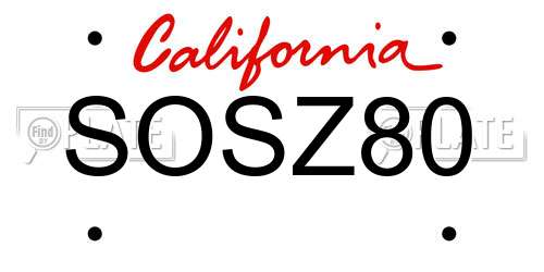 SOSZ80 California License Plate