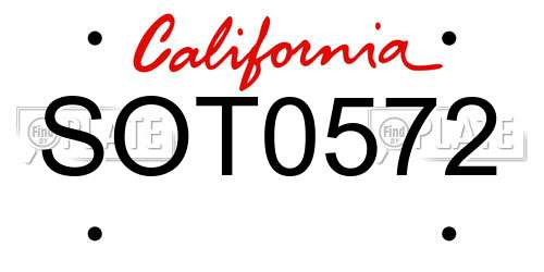 SOT0572 California License Plate