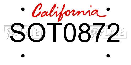 SOT0872 California License Plate
