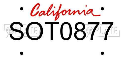 SOT0877 California License Plate