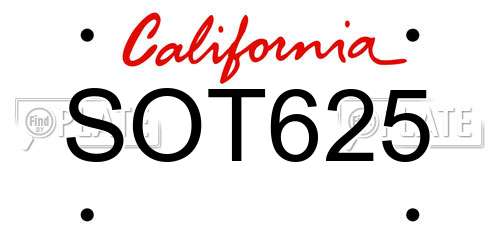 SOT625 California License Plate