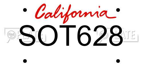 SOT628 California License Plate