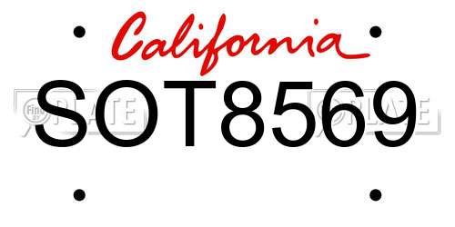 SOT8569 California License Plate