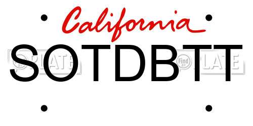 SOTDBTT California License Plate