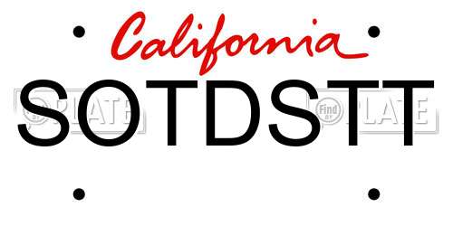 SOTDSTT California License Plate