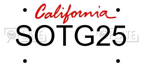 SOTG25 California License Plate