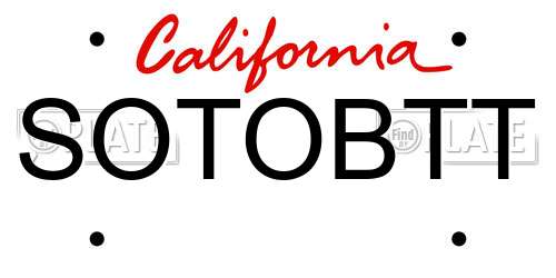 SOTOBTT California License Plate