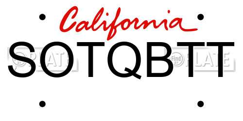 SOTQBTT California License Plate