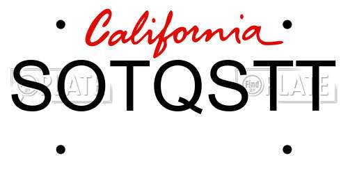 SOTQSTT California License Plate
