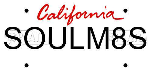 SOULM8S California License Plate