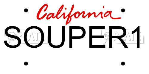 SOUPER1 California License Plate