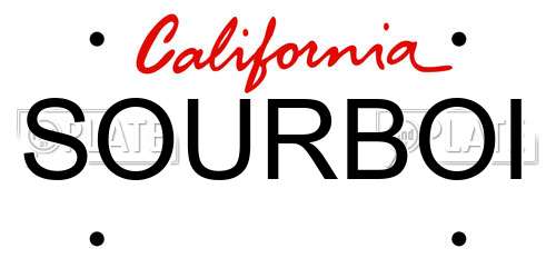 SOURBOI California License Plate