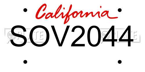 SOV2044 California License Plate