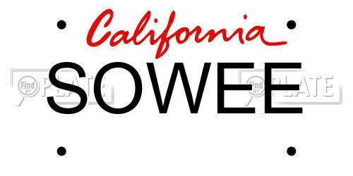SOWEE California License Plate
