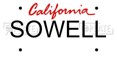 SOWELL California License Plate