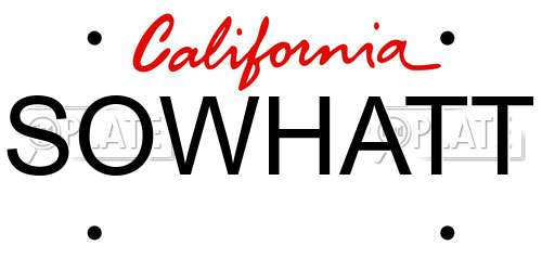 SOWHATT California License Plate
