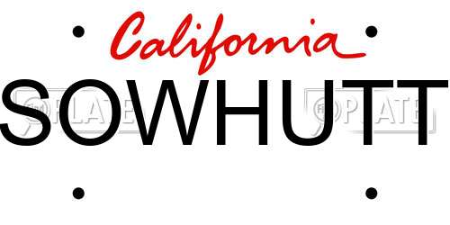 SOWHUTT California License Plate