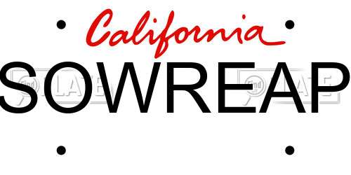 SOWREAP California License Plate