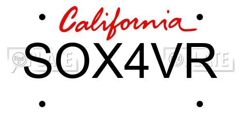 SOX4VR California License Plate