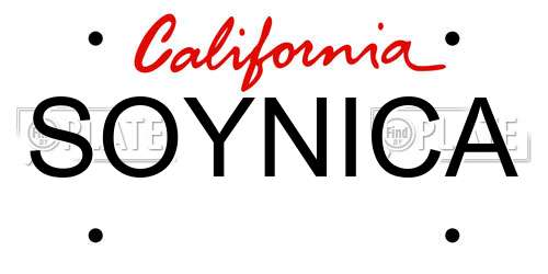 SOYNICA California License Plate