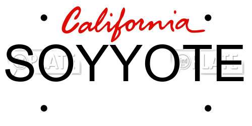 SOYYOTE California License Plate
