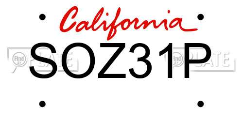 SOZ31P California License Plate