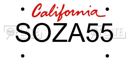SOZA55 California License Plate