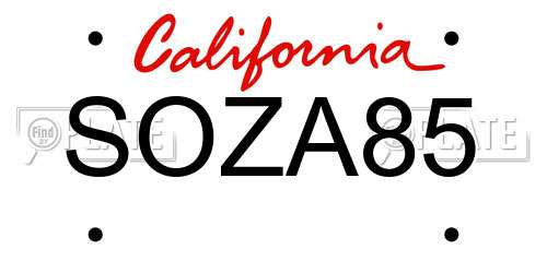 SOZA85 California License Plate