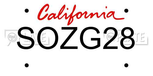SOZG28 California License Plate