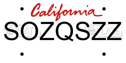 SOZQSZZ California License Plate