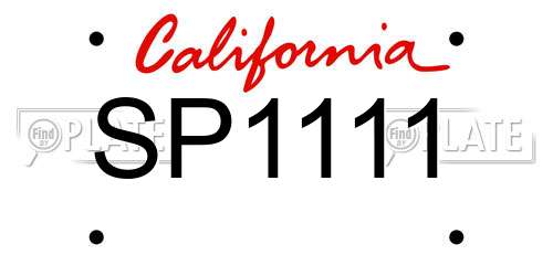 SP1111 California License Plate