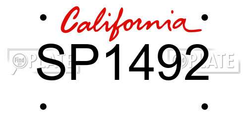 SP1492 California License Plate