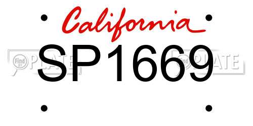 SP1669 California License Plate