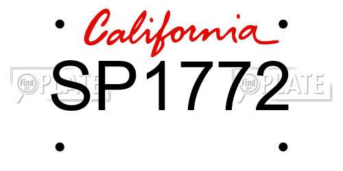 SP1772 California License Plate