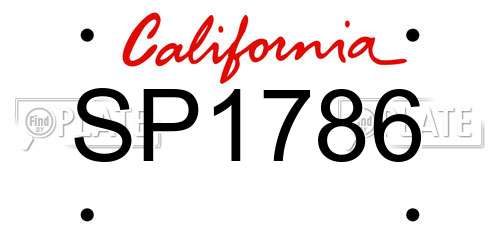 SP1786 California License Plate