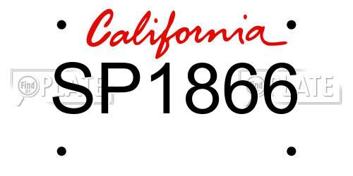 SP1866 California License Plate