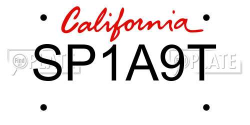 SP1A9T California License Plate