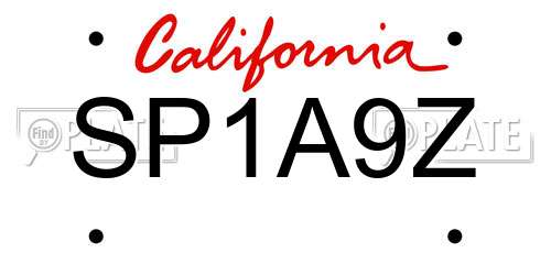 SP1A9Z California License Plate