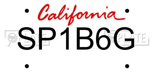 SP1B6G California License Plate