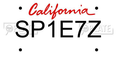 SP1E7Z California License Plate