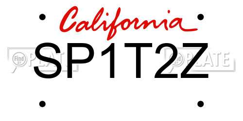 SP1T2Z California License Plate